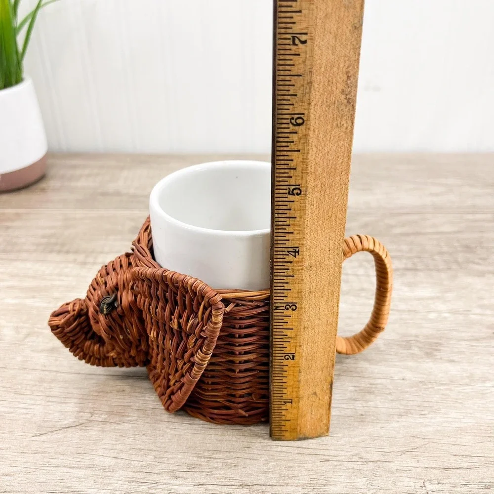 Vintage Wicker Elephant Planter: Retro Elephant Coffee‎ Cup
